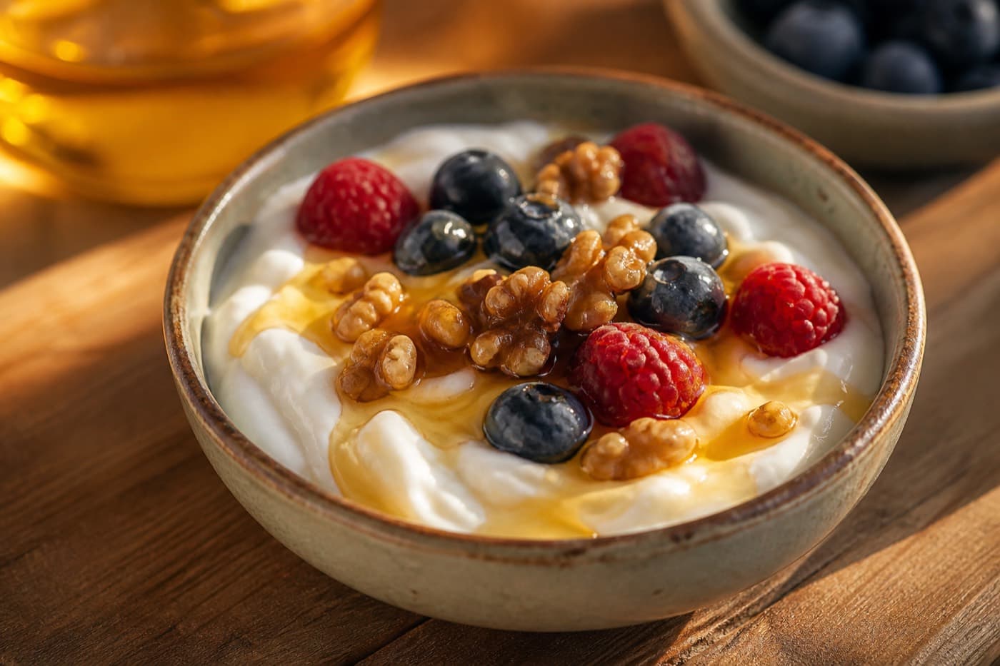 Joghurt eperrel és mandulával